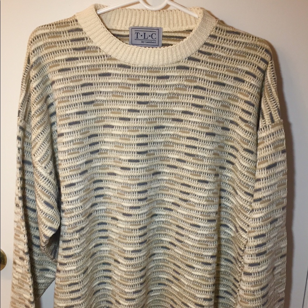 Vintage 90s Knitted Crewneck Cream Colored